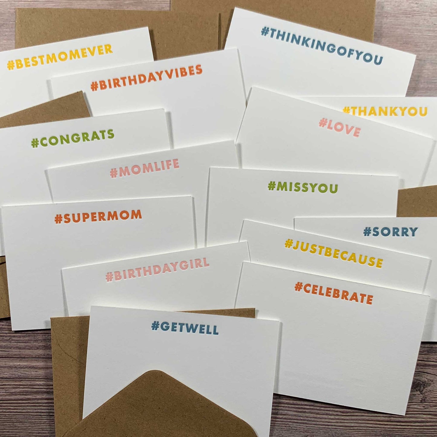 Assorted Mini Card and Envelopes, Pack of 28, 14 Different Messages.