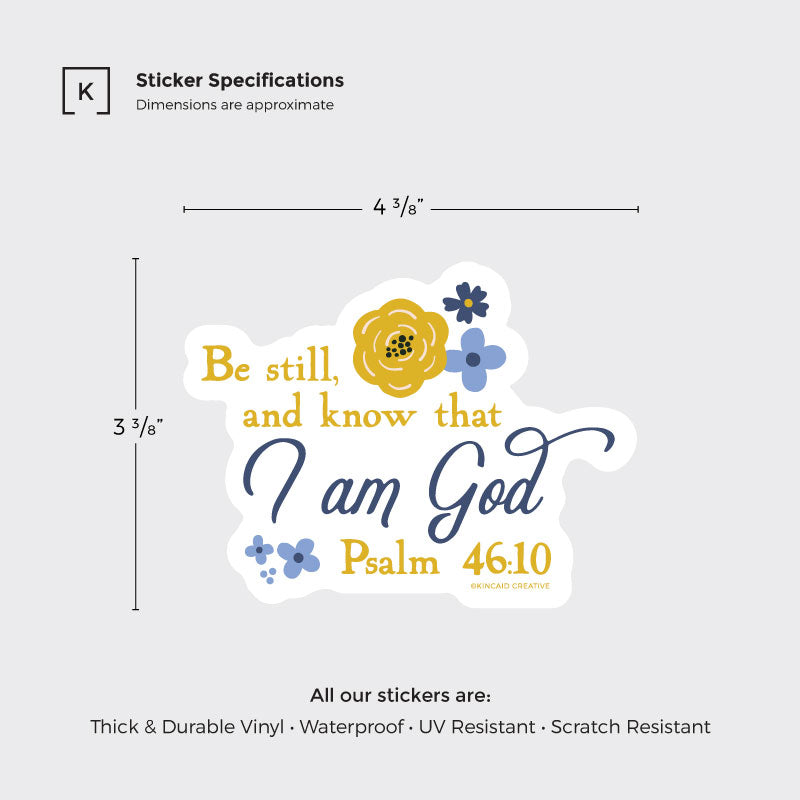 This Bible Verse (Psalm 46:10) waterproof floral sticker is a beautiful reminder of faith and peace. Perfect for waterbottles, laptops, Kindles, or as part of a sticker pack. A meaningful Christian sticker to inspire and encourage daily.