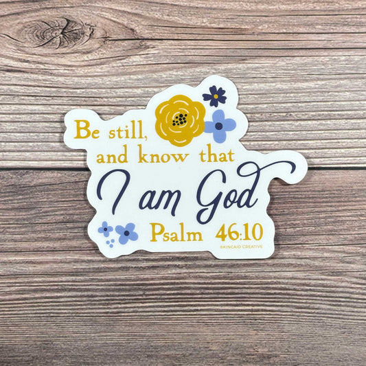 Be still and know that I am God (Psalm 46:10) waterproof floral sticker is a beautiful reminder of faith and peace. Perfect for water bottles, laptops, Kindles, or as part of a sticker set. A meaningful Christian sticker to inspire daily.