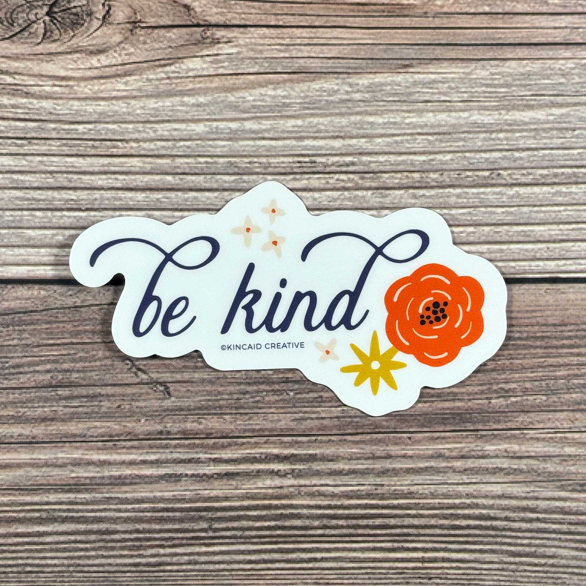 Spread positivity with this Be Kind waterproof vinyl sticker, featuring a cute floral design. Perfect for laptops, Kindles, water bottles, stocking stuffers, teacher gifts, or encouragement decal to inspire kindness everywhere you go!