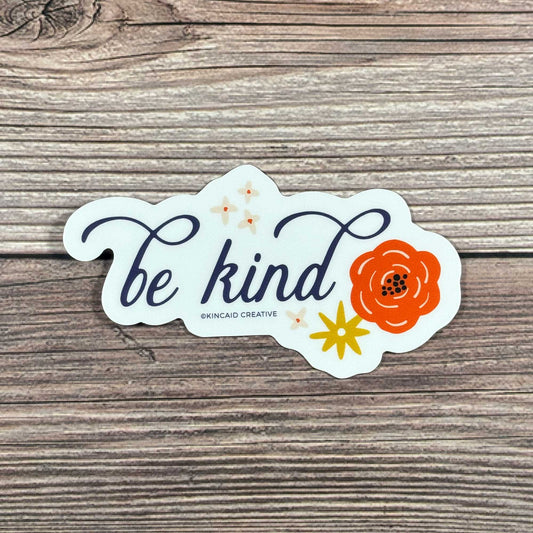 Spread positivity with this Be Kind waterproof vinyl sticker, featuring a cute floral design. Perfect for laptops, Kindles, water bottles, stocking stuffers, teacher gifts, or encouragement decal to inspire kindness everywhere you go!