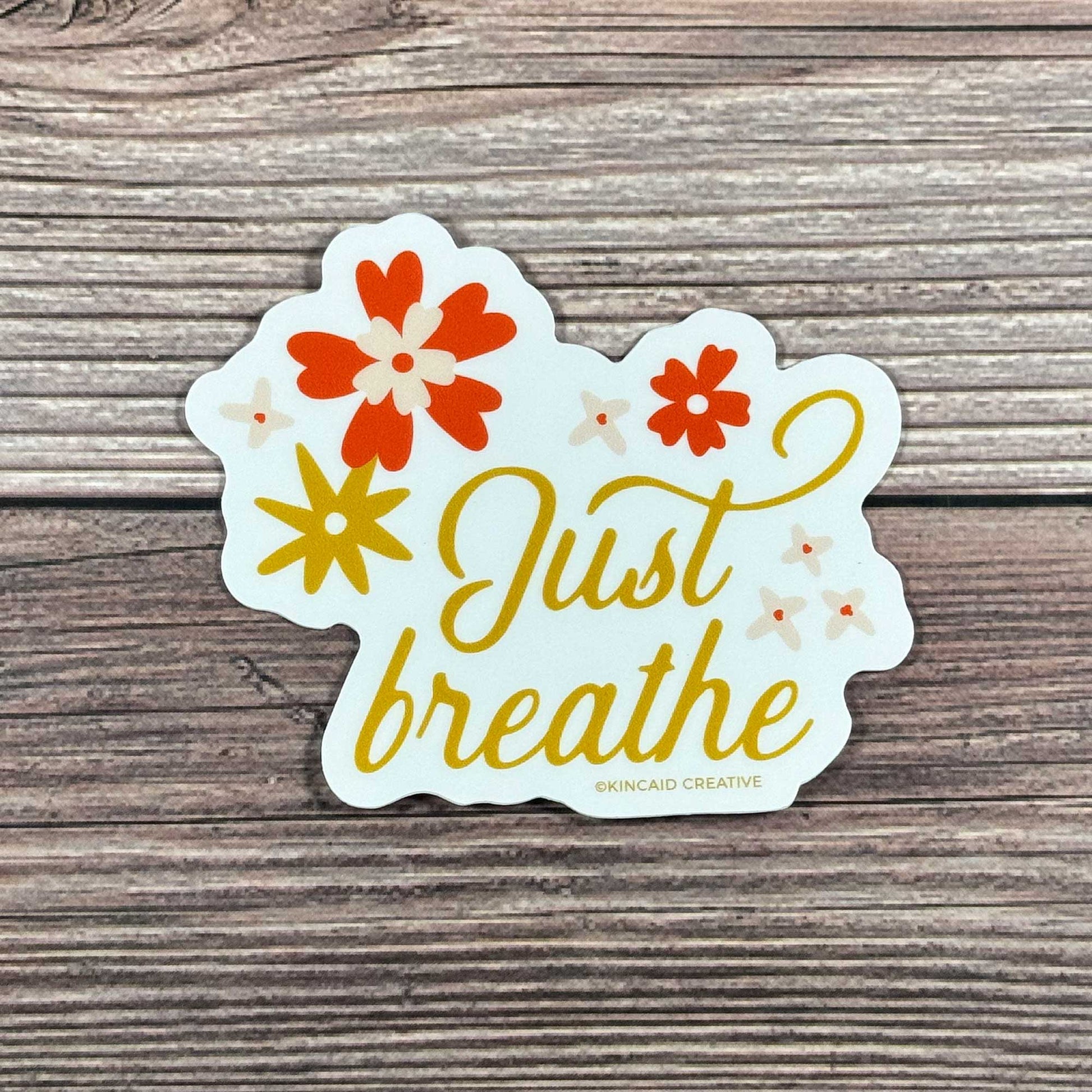 This Just Breathe waterproof floral sticker is a gentle reminder to pause and find calm. Perfect for water bottles, laptops, Kindles, or care packages. A great mental health boost, and a thoughtful addition to any sticker set, pack, or gift.