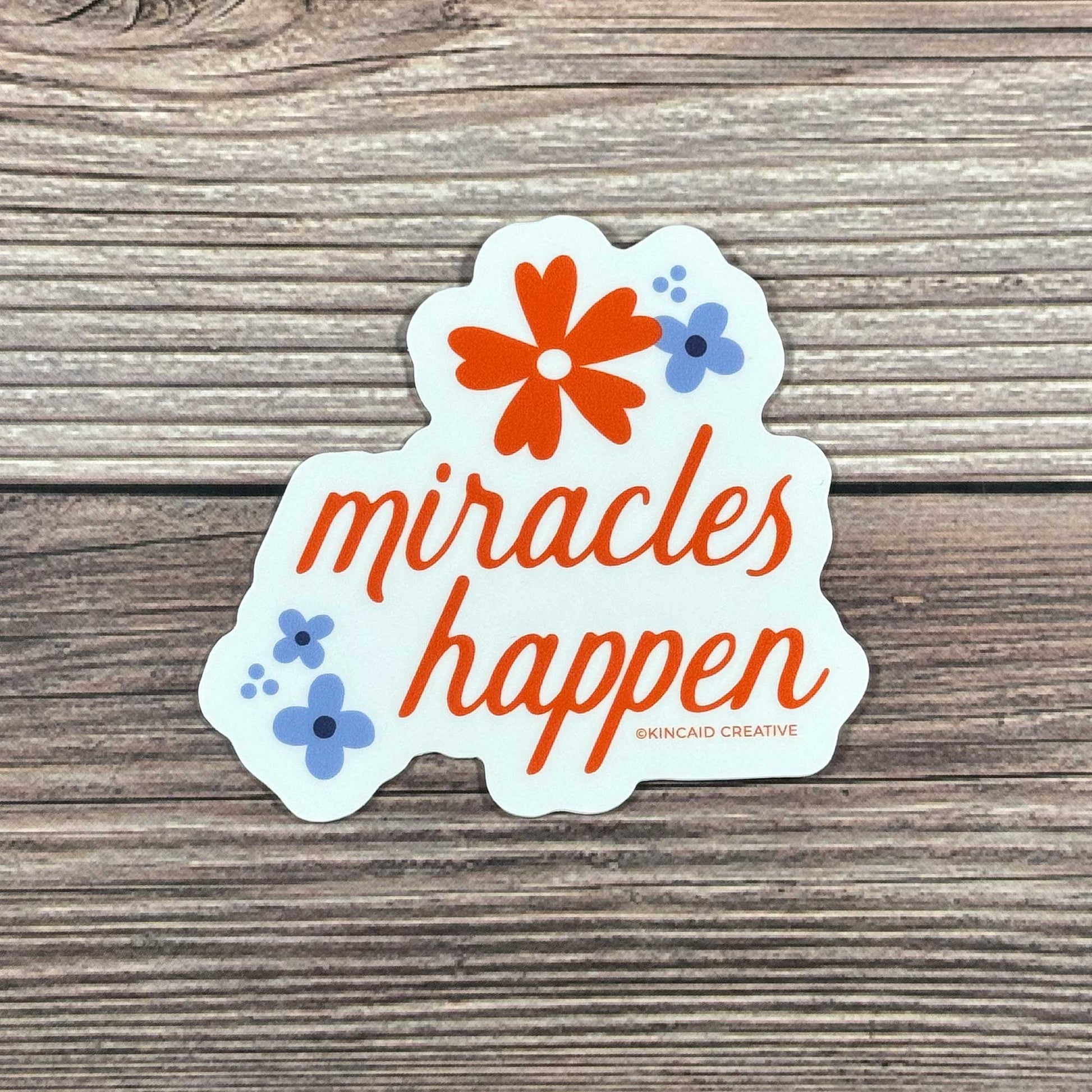 This Miracles Happen waterproof floral sticker is a lovely reminder to stay hopeful. Perfect for water bottles, laptops, Kindles, journals, or care packages. A thoughtful addition to a sticker set, spreading positivity and waiting on a miracle.