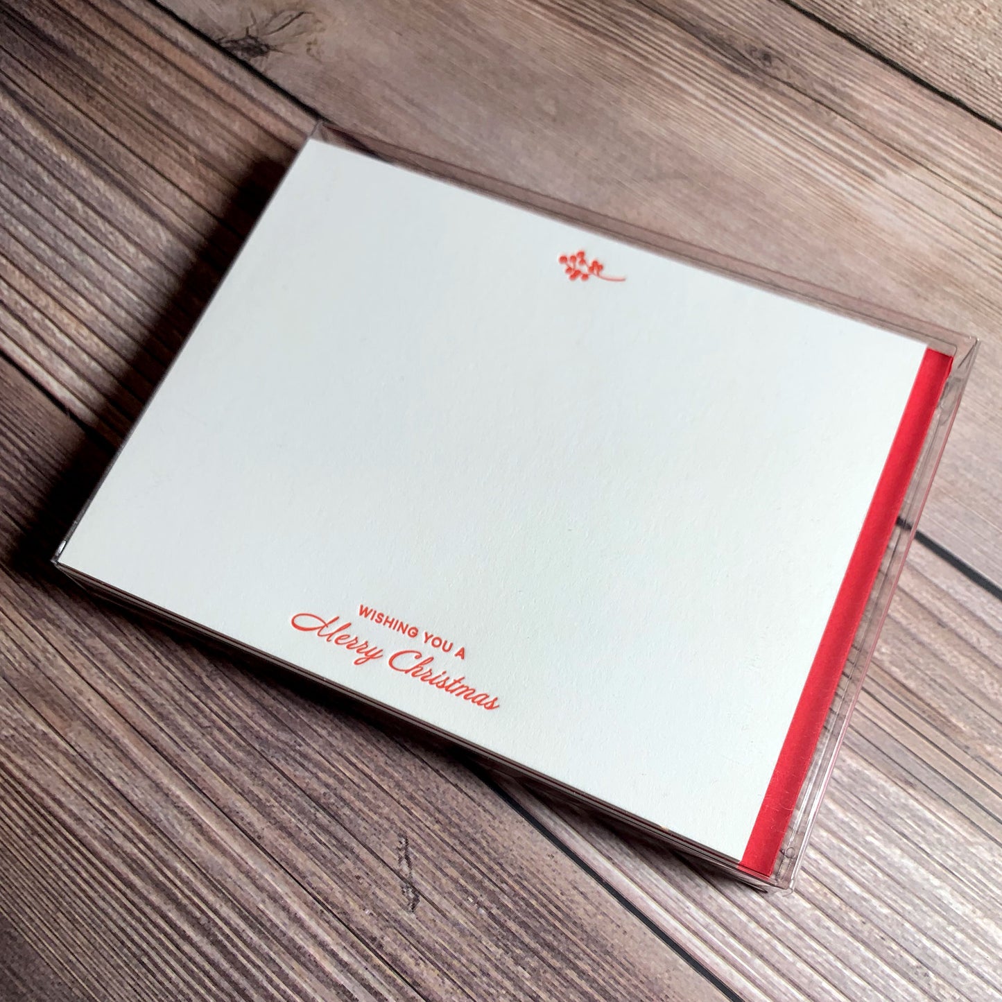 Christmas Berries Note Cards, Boxed Christmas Note Cards, Wishing you a Merry Christmas, Letterpress printed, Set of 10, includes red envelopes