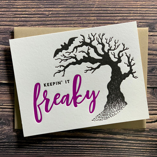 Keepin' It Freaky, Happy Halloween Card, Letterpress printed, includes envelope