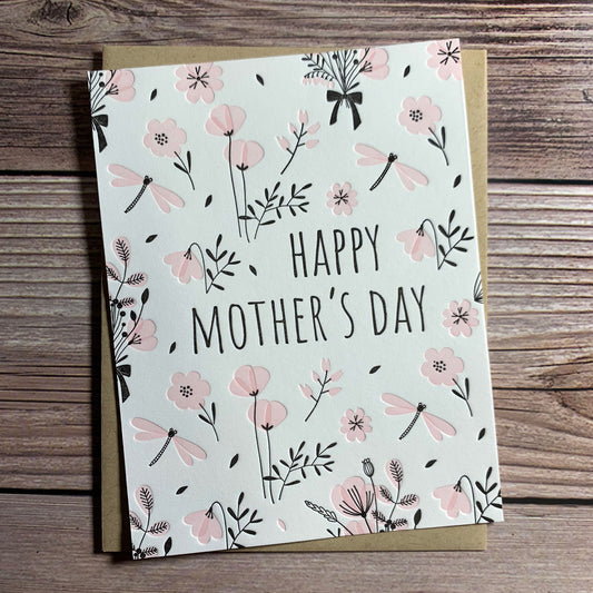 Floral Mother's Day Card, Happy Mother's Day, Letterpress printed, includes envelope