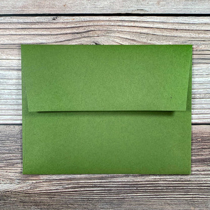Birthday Card envelope, green color, square flap, included with letterpress greeting card.