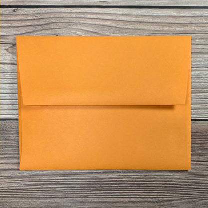 Greeting Card envelope, orange color, square flap, included with letterpress plantable seed card.