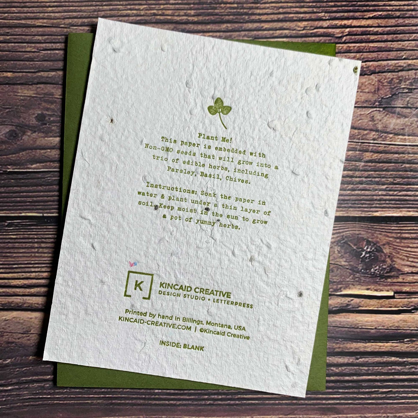 Play in the Dirt. Plantable Paper Card.