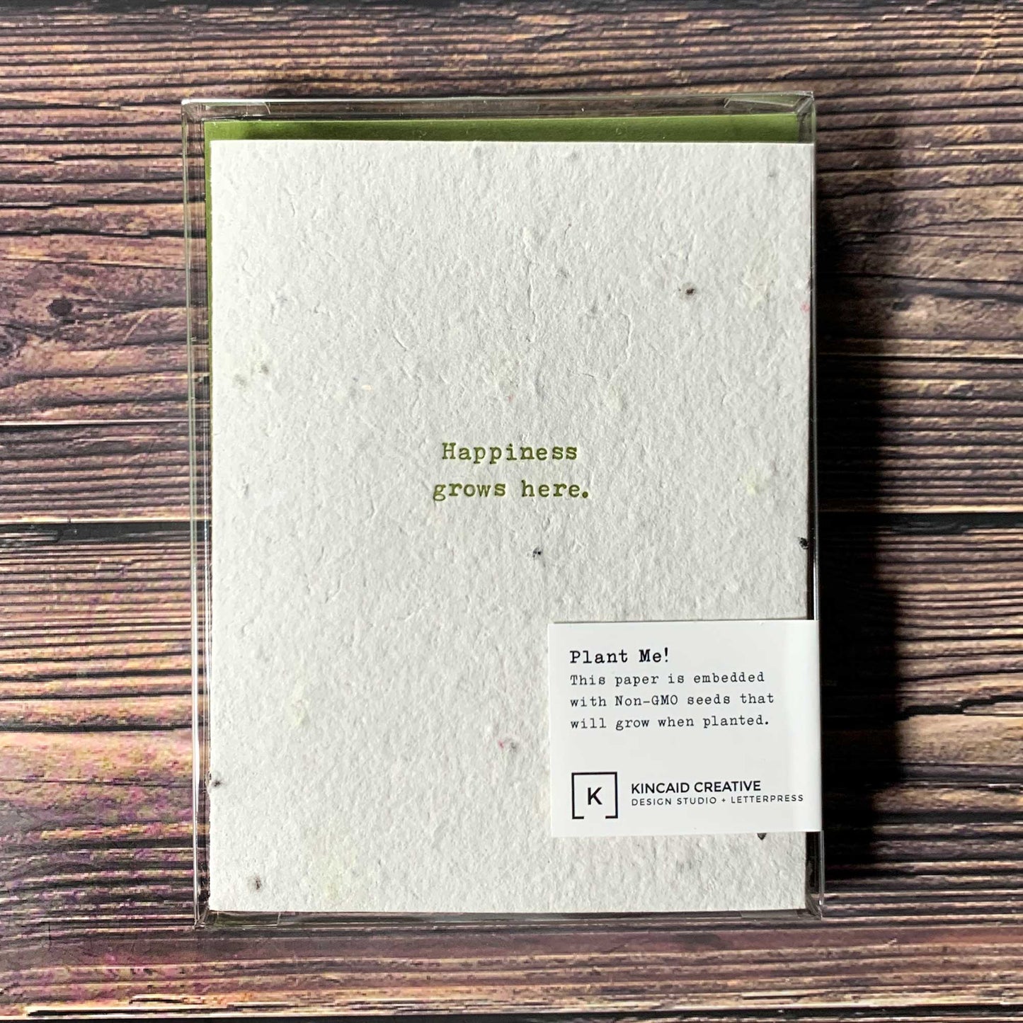 Happiness Grows Here Card. Plantable Seed Paper.