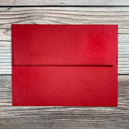 Note Card envelope, red color, square flap, included with each note card