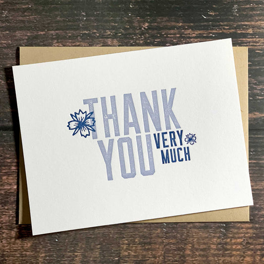 Thank you very much cards, thank you notes, Letterpress printed, includes envelope