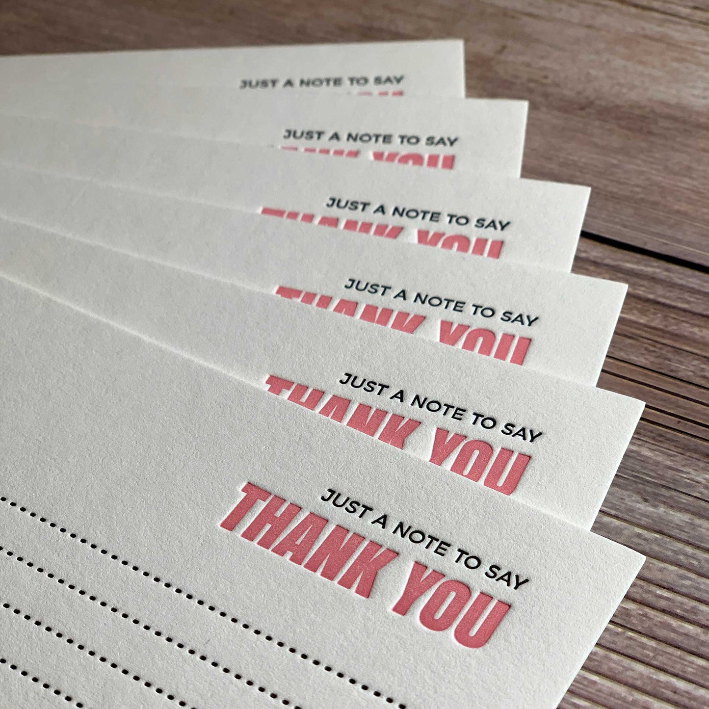 Just a note to say Thank You, luxury note card boxed set of 6, Letterpress printed, includes envelope