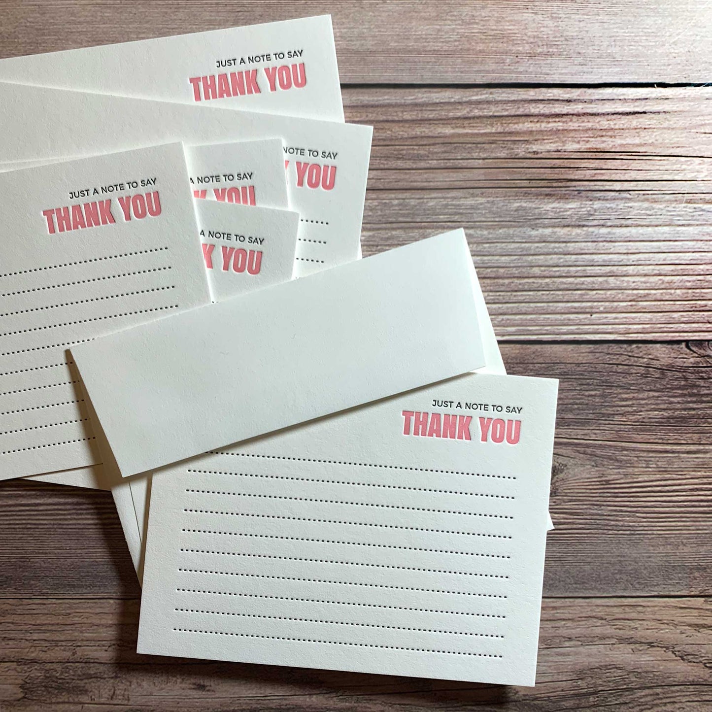 Just a note to say Thank You, luxury note card boxed set of 6, Letterpress printed, includes envelope