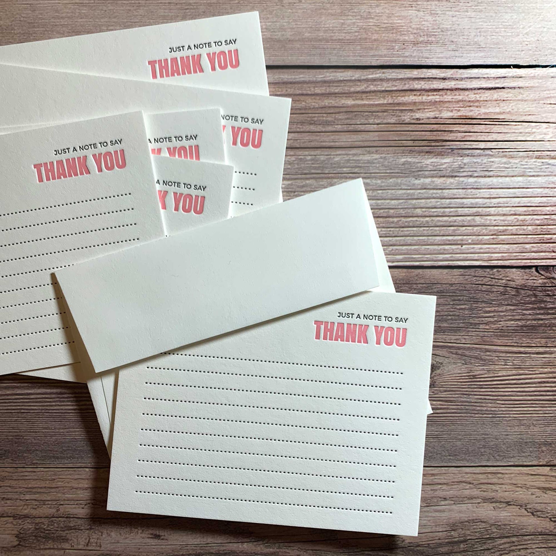 Just a note to say Thank You, luxury note card boxed set of 6, Letterpress printed, includes envelope