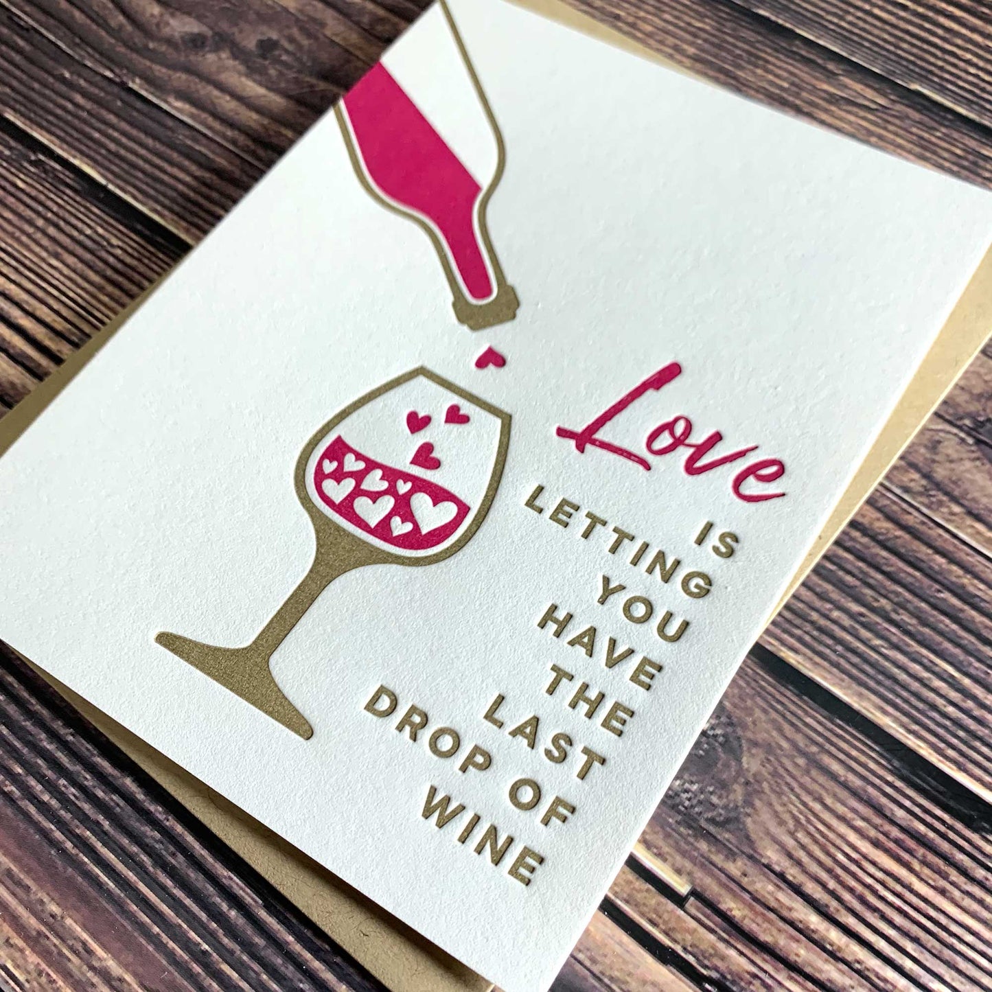 Love Is. Funny Wine Card.
