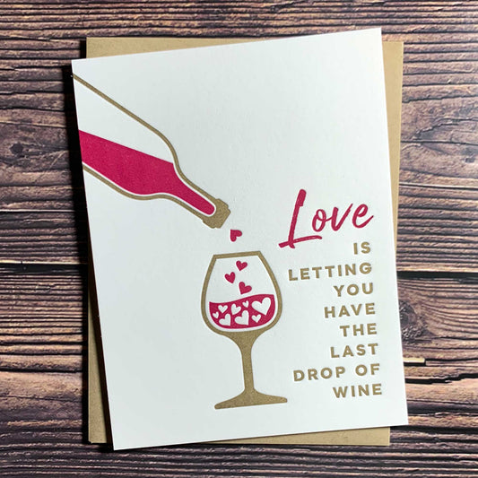 Love Is. Funny Wine Card.