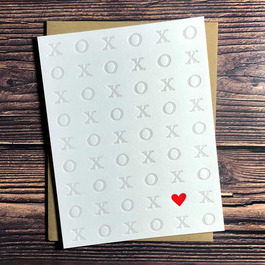 XOXO, Valentine's Day Card, message inside: Happy Valentine's Day, Letterpress printed, includes envelope