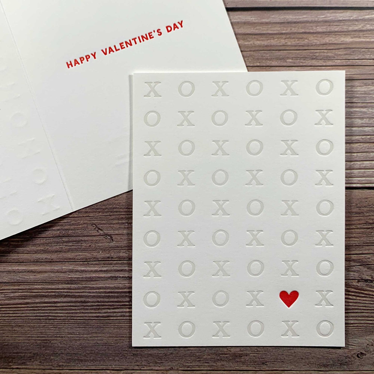 XOXO, Valentine's Day Card, message inside: Happy Valentine's Day, Letterpress printed, includes envelope