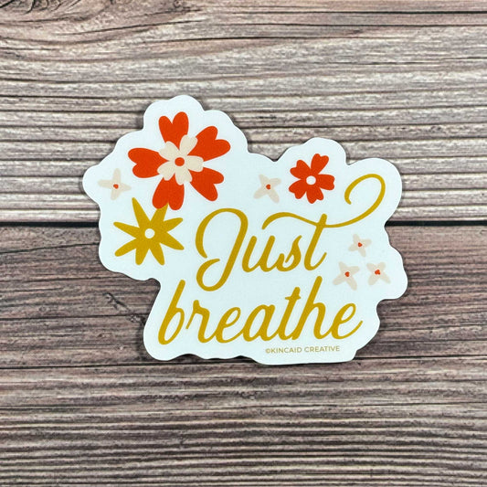 This Just Breathe waterproof floral sticker is a gentle reminder to pause and find calm. Perfect for water bottles, laptops, Kindles, or care packages. A great mental health boost, and a thoughtful addition to any sticker set, pack, or gift.