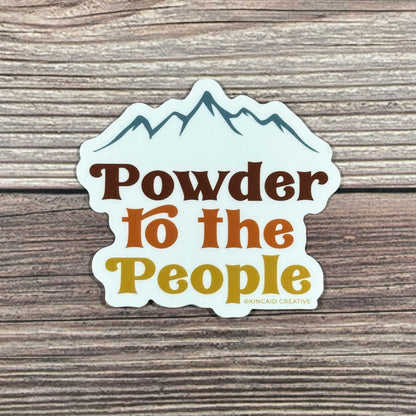 Show your love for the slopes with this Powder to the People vintage-style sticker. Perfect for skis, snowboards, helmets, water bottles, laptops, Kindles, or car bumpers. A great  sticker set for snowboarders and skiers who love the mountains!