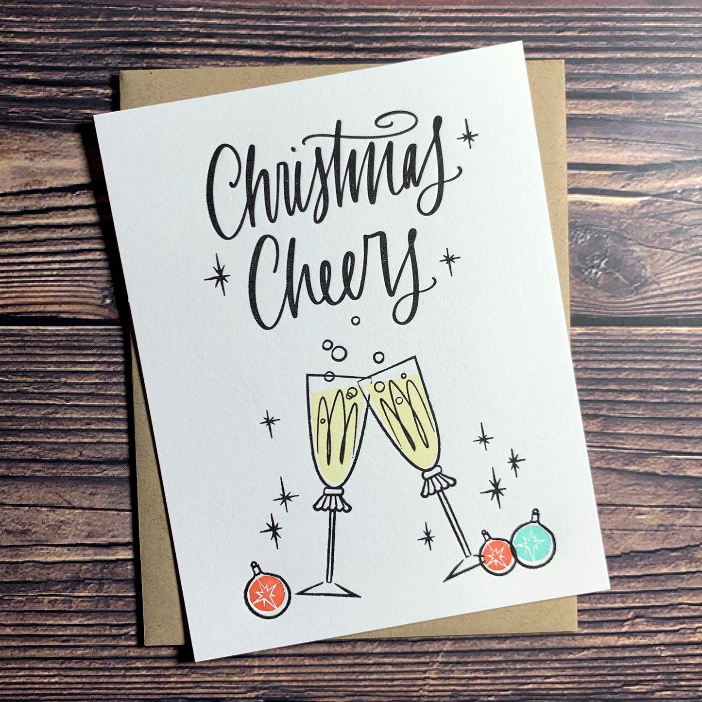 Christmas Cheers. Retro Christmas Card.